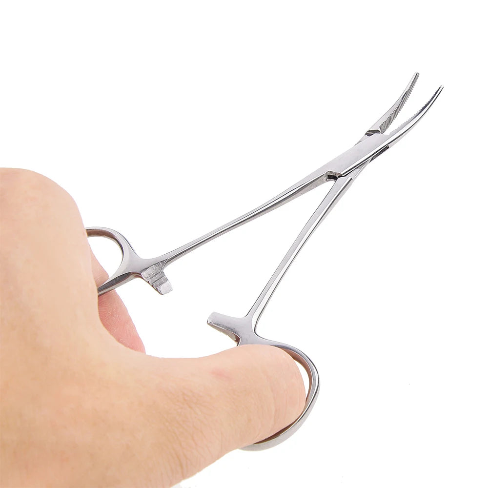 Stainless Steel Curved Tip and Straight Tip Forceps for Locking Clamp Hemostatic Forceps Arterial Forceps Clamp Fish Hook Pliers