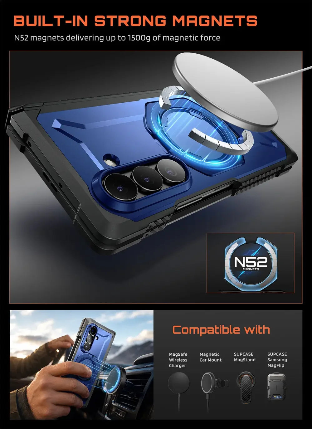 Full Body Rugged Phone Case with Magnetic Ring Kickstand and HD Clear and Privacy Screen Protectors for Samsung Galaxy Z Fold 8 Ultra