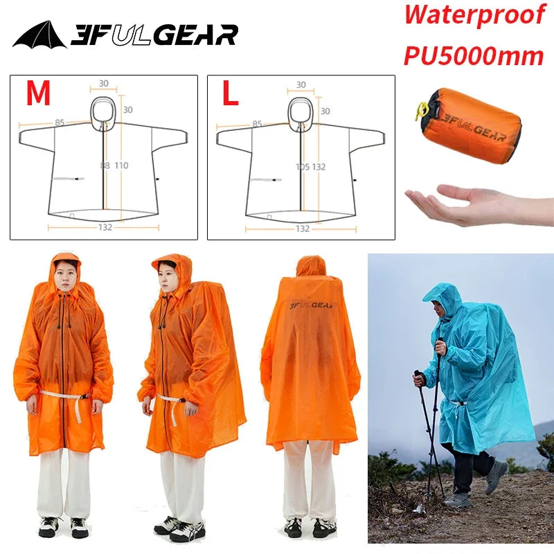Ultralight Waterproof Zipper Raincoat for Hiking Camping and Travel