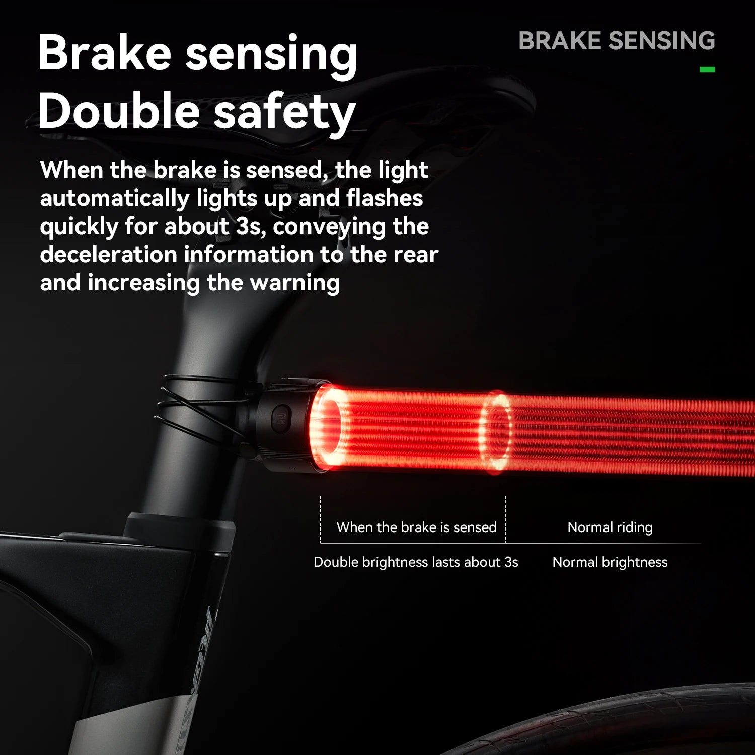 ROAD TO SKY Bicycle Taillight Smart Brake Vibrate Sensing Bike Rear Light Waterproof Type-C MTB Road Cycling Tail Light