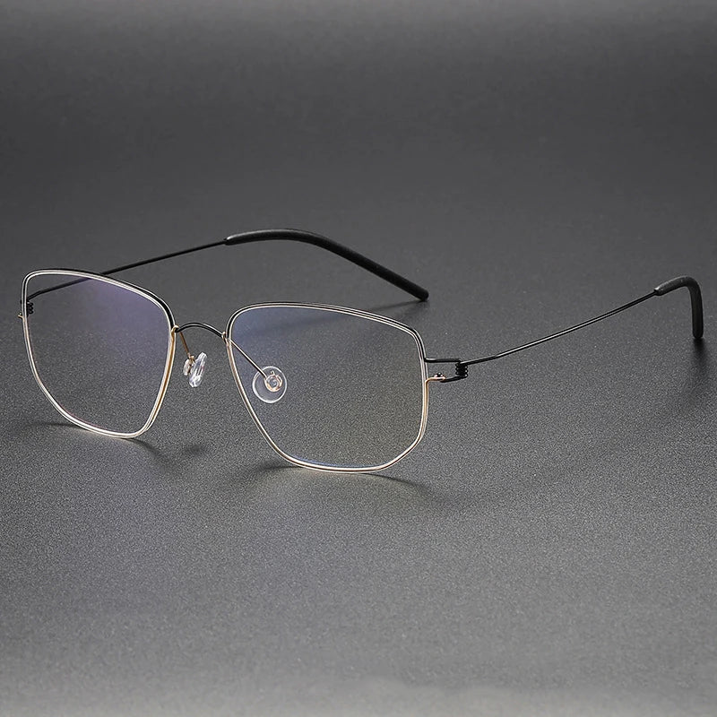 Irregular Polygon Titanium Screwless Eyeglasses Frame
