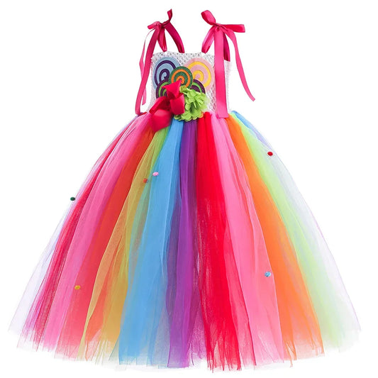 Candy Princess Costume Dress with Candy Headdress and Lollipop Accessories