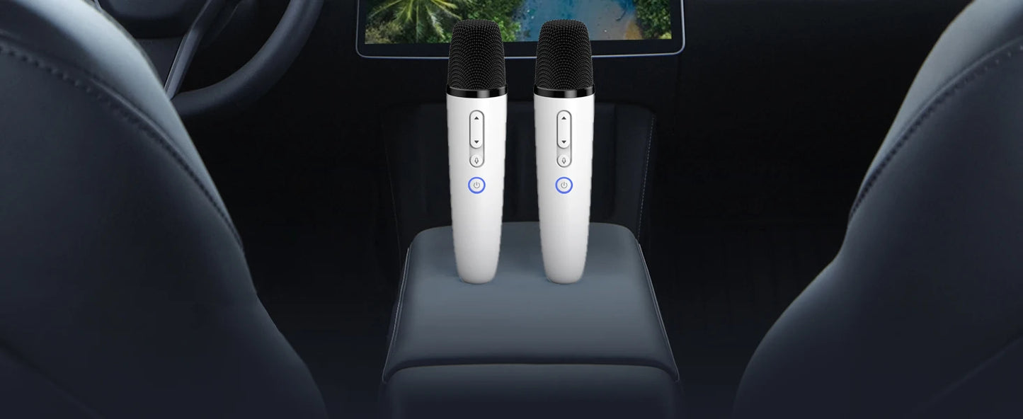 Tesla Wireless Bluetooth Karaoke Microphone with Case, Rechargeable USB-C Handheld Mic with AUX Receiver for Car & Home Singing
