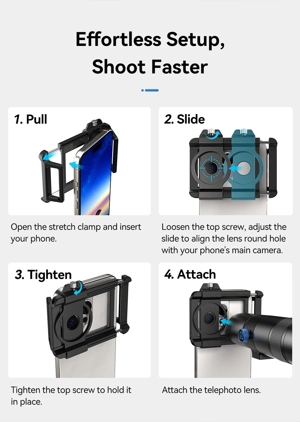 30X HD Mobile Phone Telephoto Lens with Tripod