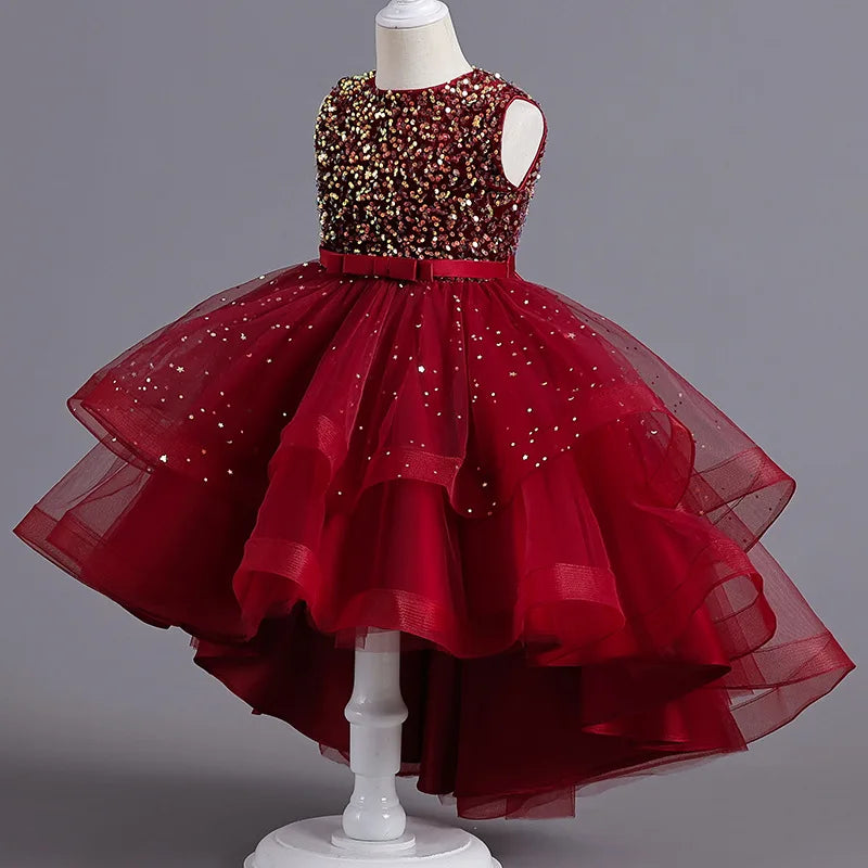 Sleeveless Ball Gown with Train Pageant and Recital Dress