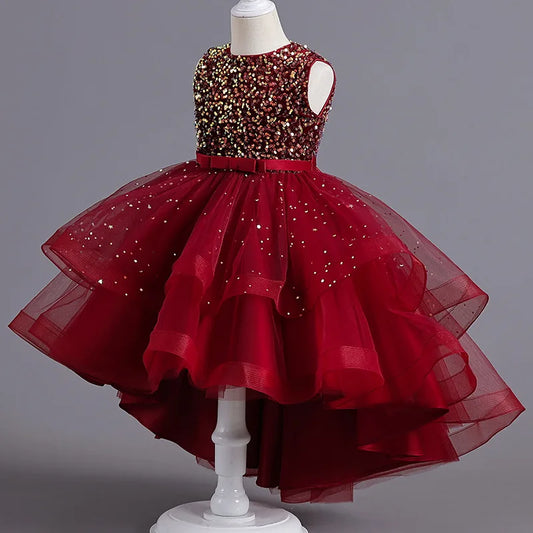Sleeveless Ball Gown with Train Pageant and Recital Dress