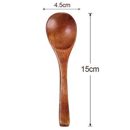 10/1pcs Wooden Soup Spoons Long Handle Coffee Milk Honey Teaspoon Wood Salt Spoon for Spice Jars Tools Home Kitchen Tableware