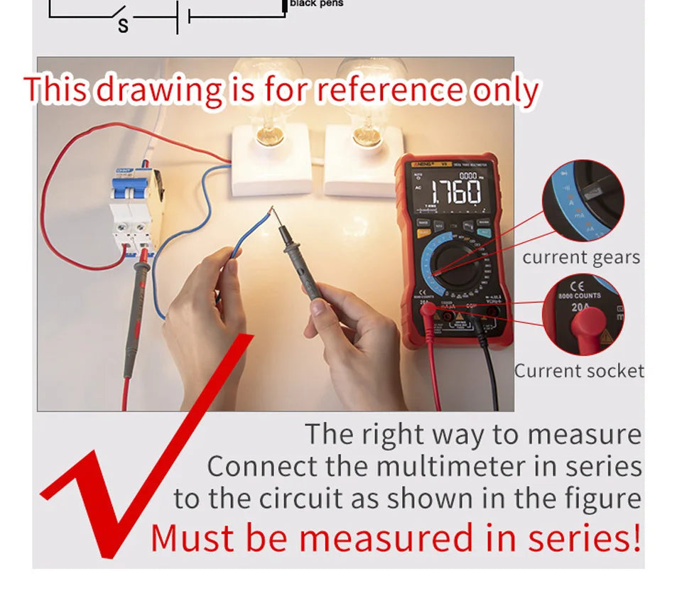 6000 Counts Digital Smart Multimeter Transistor Testers True RMS Auto Electrical Capacitance Meter Temp Resistance