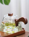 450ml Square Bottom Mountain Glass Teapot With Infuser Side Wooden Handle Tea Pot Puer Oolong Tea Maker Kungfu Tea Set