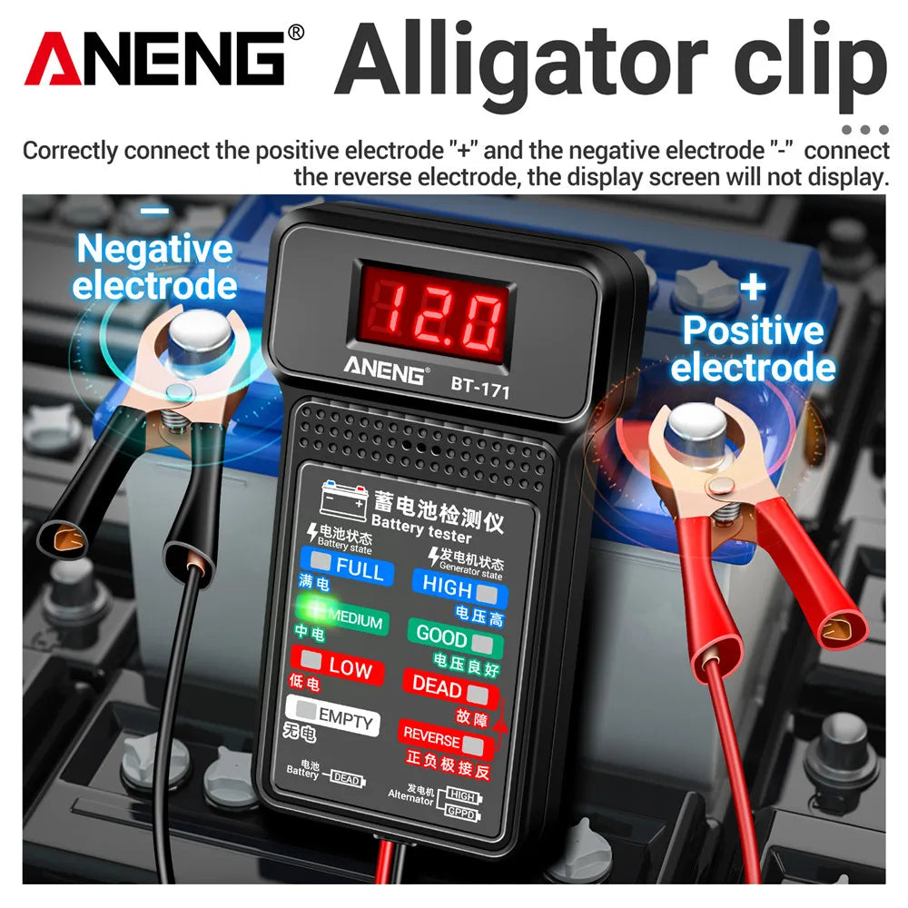 Multifunctional Battery Testers 12V Auto Repair Industry Detection with LED Reverse Display Screen Electrician Tool