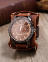 Men Watches Luxury Big Dial Quartz Lovers Watch Wide Genuine Leather Punk Bracelet Sport Wristwatch
