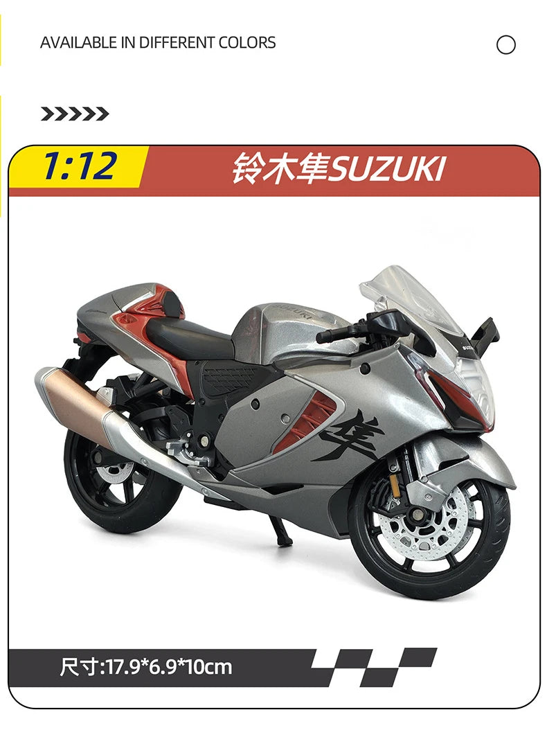 Diecast Suzuki Hayabusa GSX1300R Racing Motorcycle Model 1 to 12 Scale