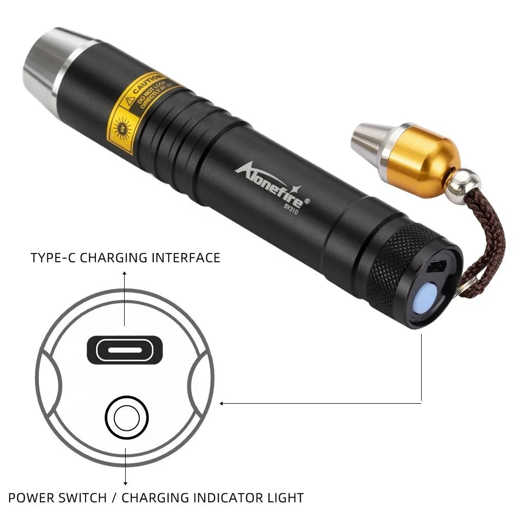 3 In 1 White Yellow UV 365nm Rechargeable LED Flashlight