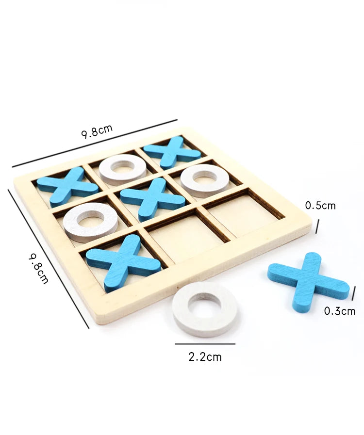 Wooden Push and Shove Tic Tac Toe Strategy Game