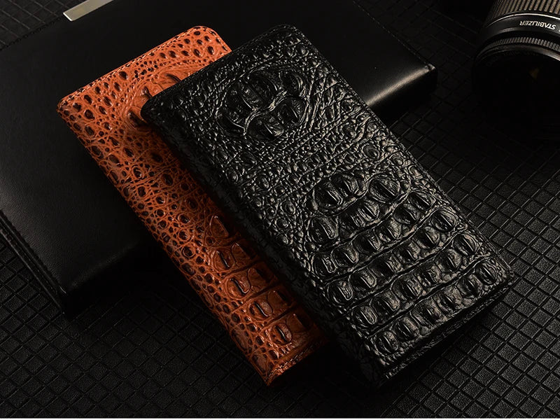 Luxury Genuine Leather Wallet Flip Case for Samsung Galaxy S26 / S25 / S24 / S23 / S22 / S21 / S20 Ultra, Plus, FE – Magnetic Kickstand Vintage Business Cover