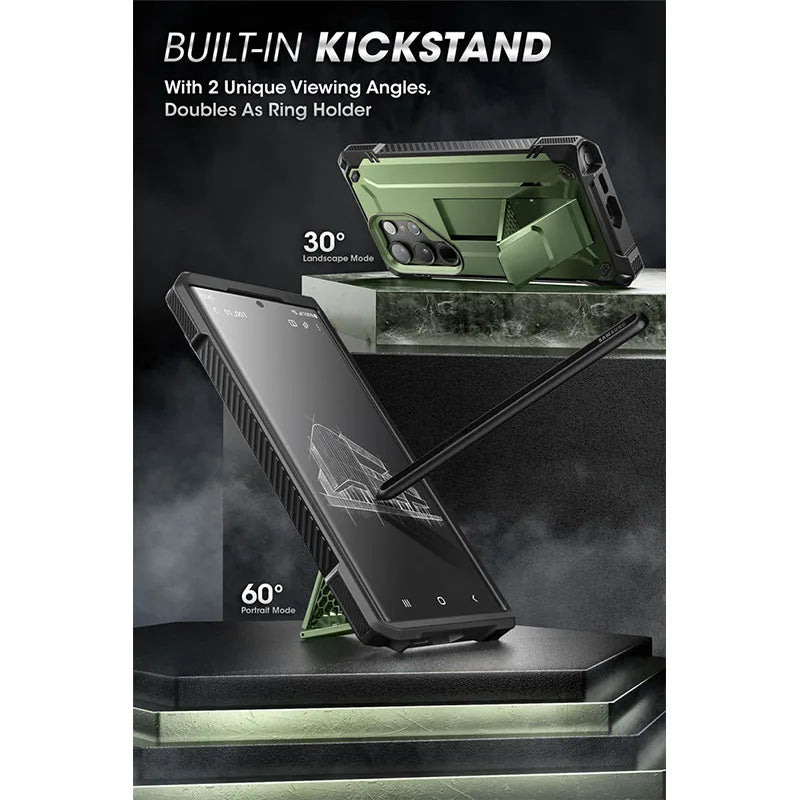 For Samsung Galaxy S23 Ultra Case / S22 Ultra Case UB Slim Rugged Shockproof Protective Case with Built-in Kickstand