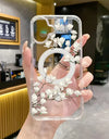 Magsafe Tulip Flower Magnetic Transparent Phone Case for iPhone 16 15 Pro Max 14 Plus Wireless Charging Shockproof Cover