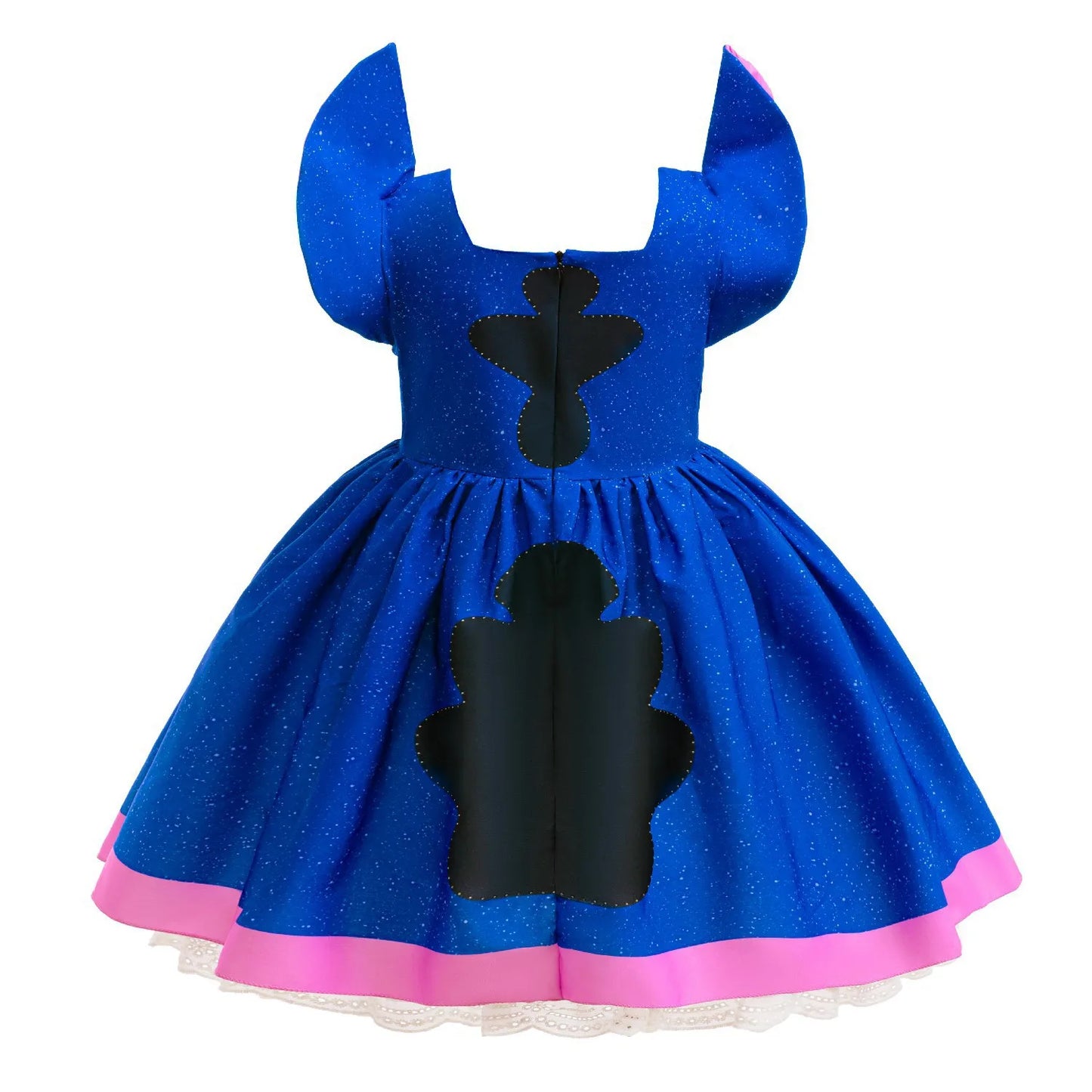 Blue Princess Dress with Cartoon Ear Decor and Glitter Skirt