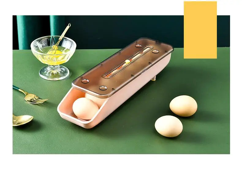 Automatic Rolling Egg Storage Box – Plastic Refrigerator Egg Holder Tray Kitchen Storage Container