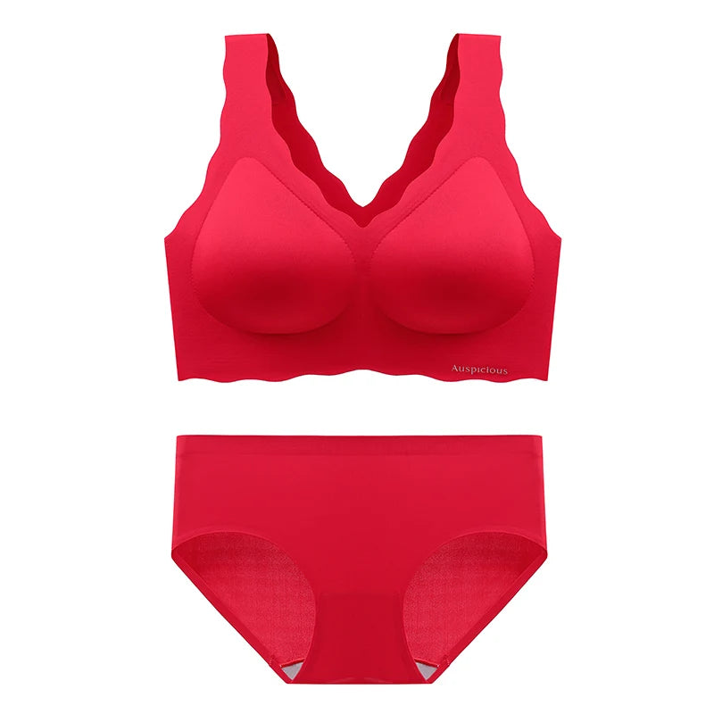 Women’s 2-Piece Seamless Bra & Panties Set – Soft, Wire-Free,