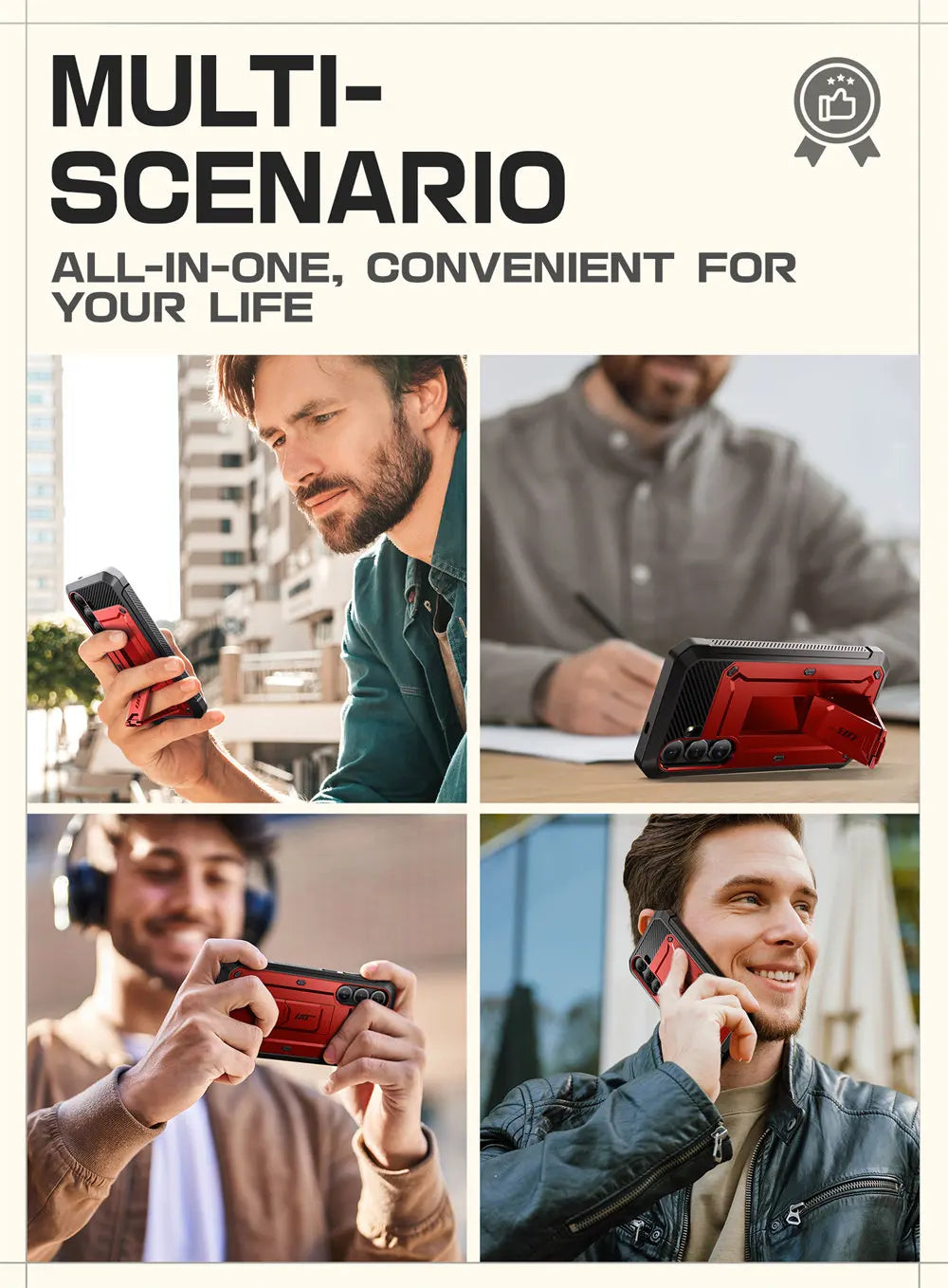 For Samsung Galaxy S25 Case UB Pro Heavy Duty Rugged Phone Case with 2 Front Frame Built-in Screen Protector & Kickstand