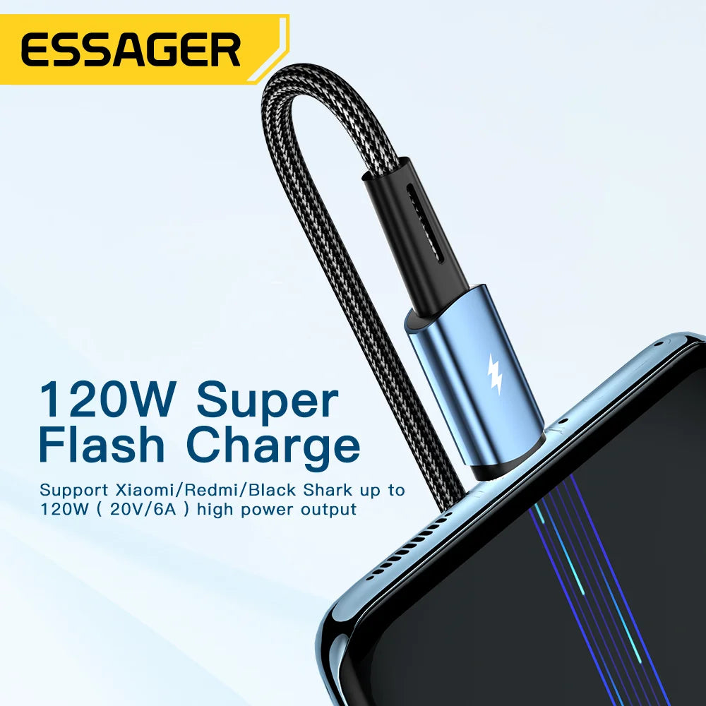 120W USB-A to Type-C Super Fast Charging Cable (6A)