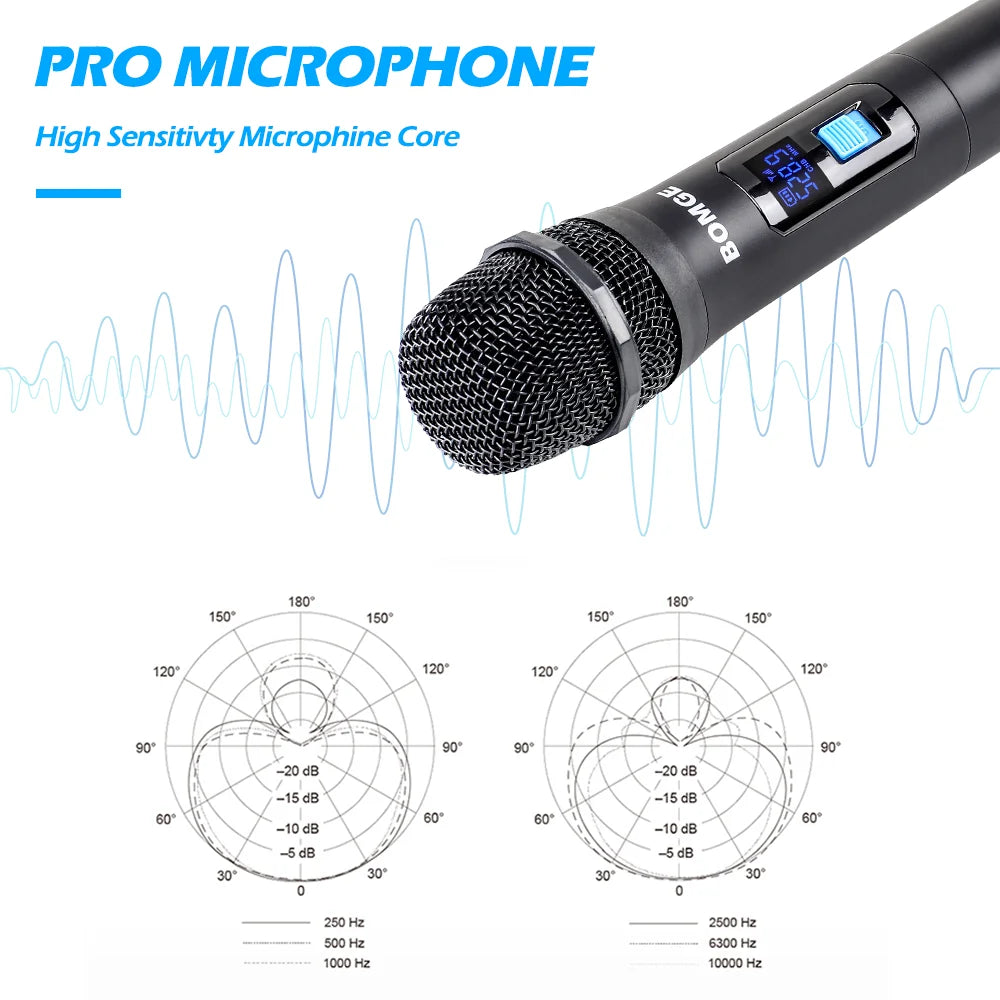 4 Channel Wireless Microphone System with Handheld Dynamic Mics and Long Range