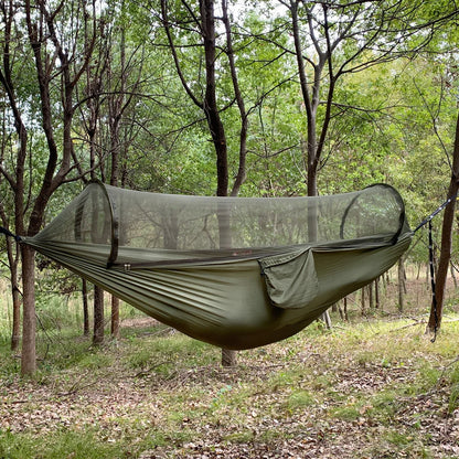 Large Camping Hammock with Mosquito Net Pop-up Parachute Lightweight Hanging Hammocks Tree Straps Swing Hammock