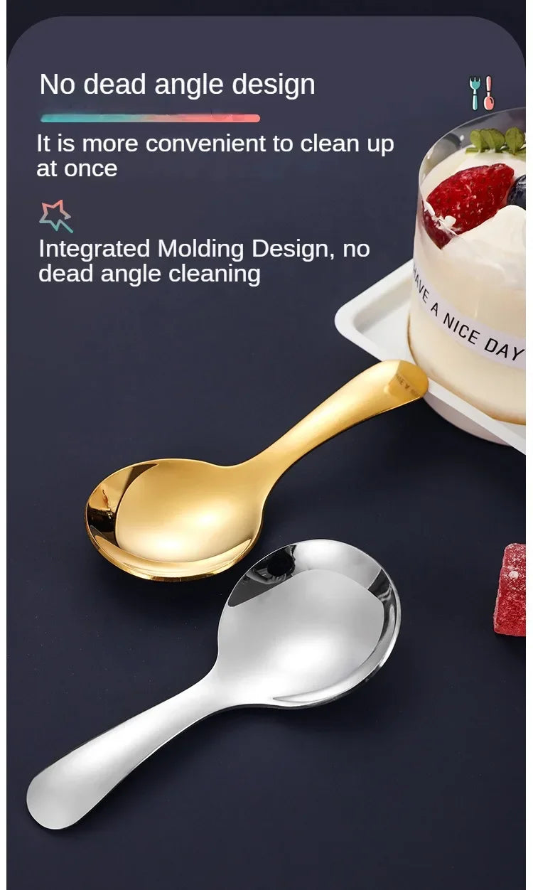 304 Stainless Steel Cute Spoon Adorable Short Handle Creative Utensil for Dessert Milk Powder Easy Clean Durable Safe
