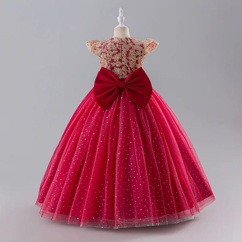 Girls Princess Dress - Fluffy Tulle Ball Gown with Bow Belt First Birthday Party Dress, Flower Girl Wedding Outfit
