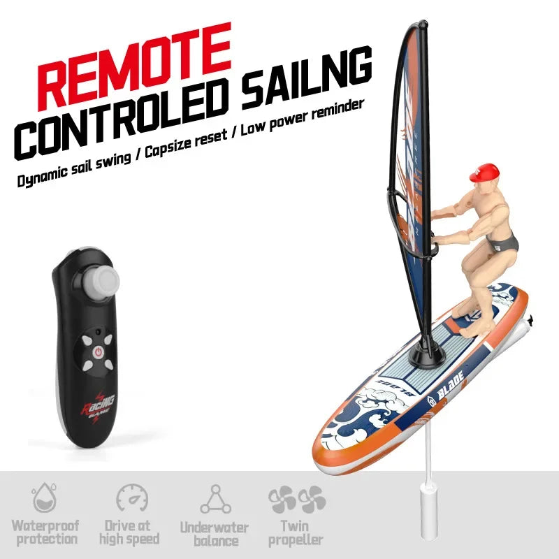 Rc Boat Sailboat Yachting Kayaking Remote Control Sailing Rowing Boat Paddling Summer Pool Waterproof Water Competition Toy