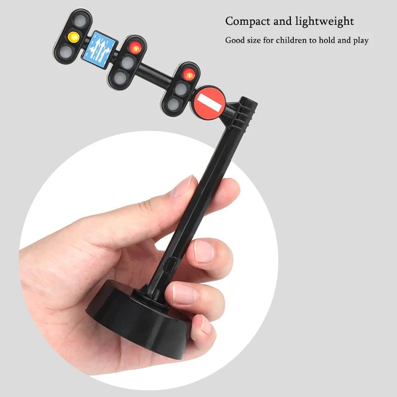 Education Simulation Traffic Lights Toys s Signpost Gas Station Indicator Warning Car Model Pretend Play Toys