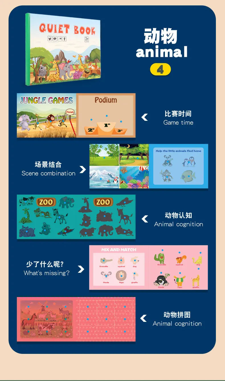 Montessori  Busy Book My First Quiet Book Paste Learning Educational Toys Books  Matching Game Toys for 1 to 3 Y