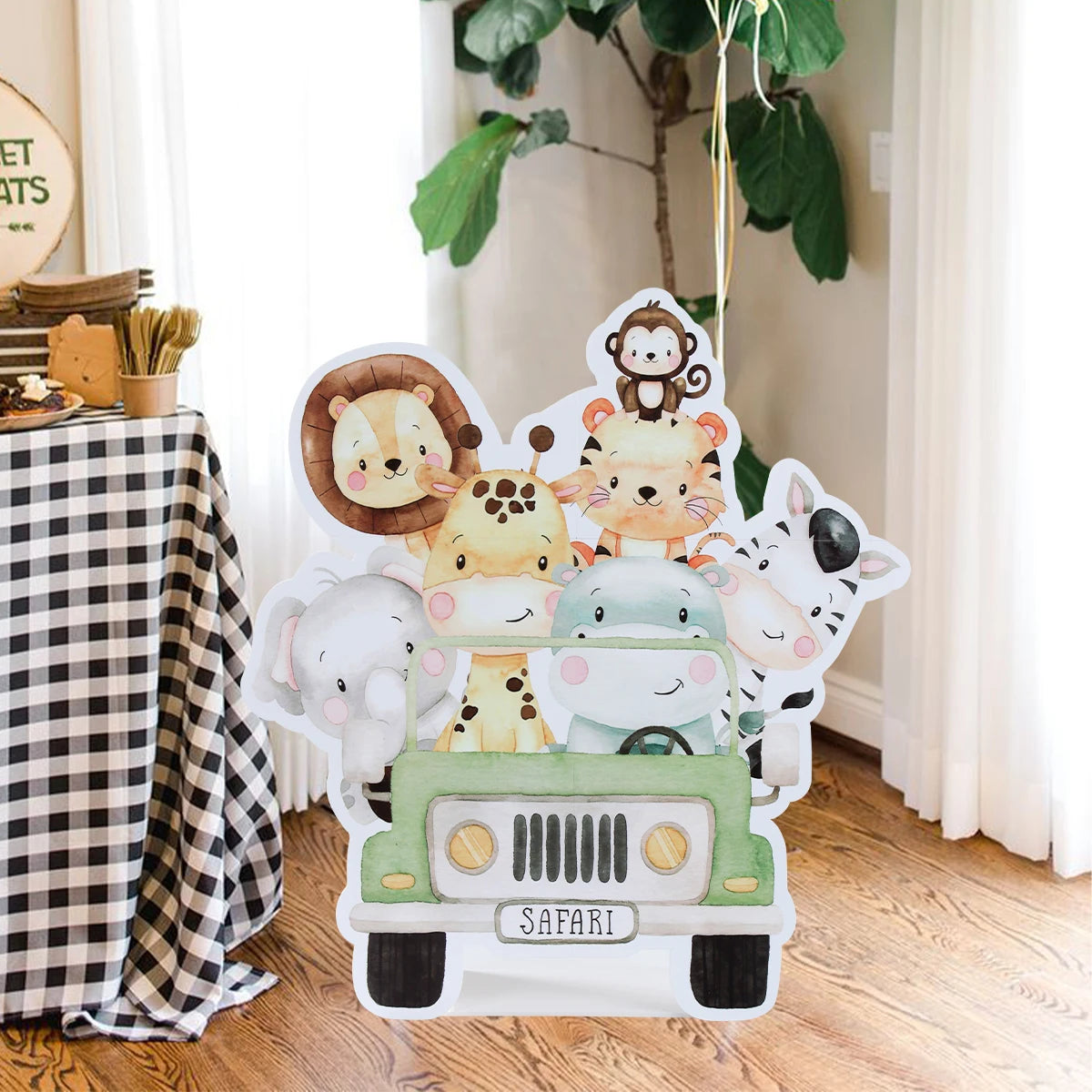 Jungle Animal Backdrop Safari Birthday Party Decoration Kids Woodland Wild One Lion Themed Party Supplies Baby Shower Decor