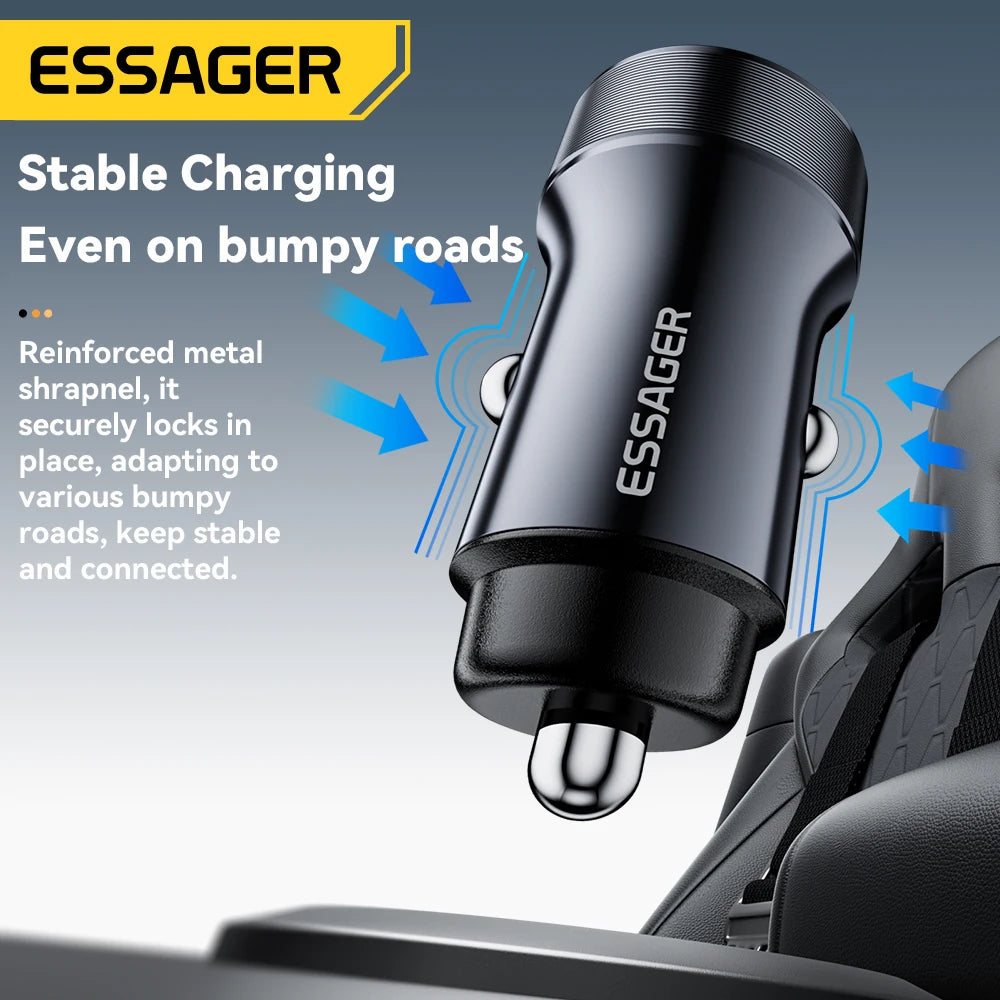 30W Mini USB C Car Charger PD 3.0 QC 3.0 Fast Charging Dual Port Compact Adapter