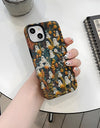 Cute Cartoon Embroidery Effect Ghost Flower Phone Case For iPhone 16 15 Pro Max Plus Double-deck Cover Protection Funda