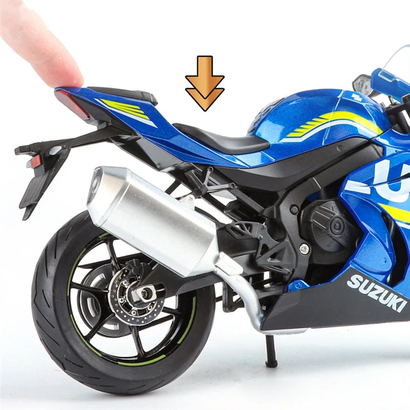 Diecast Suzuki GSX 1000R Racing Motorcycle Model 1 to 9 Scale