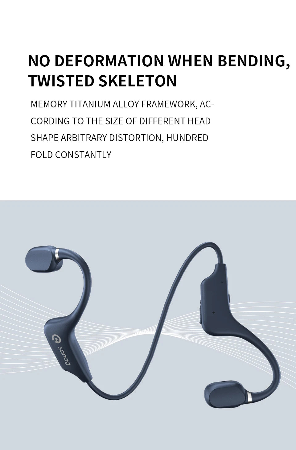 A5X True Bone Conduction Earphone Open Ear Bluetooth Wireless Sport Headphones Waterproof Headset 3D Stereo Sound