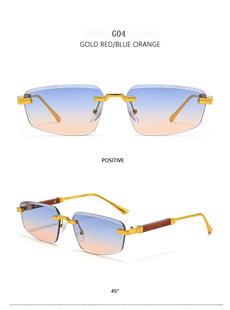 Rimless Wooden Sunglasses With UV400 Protection