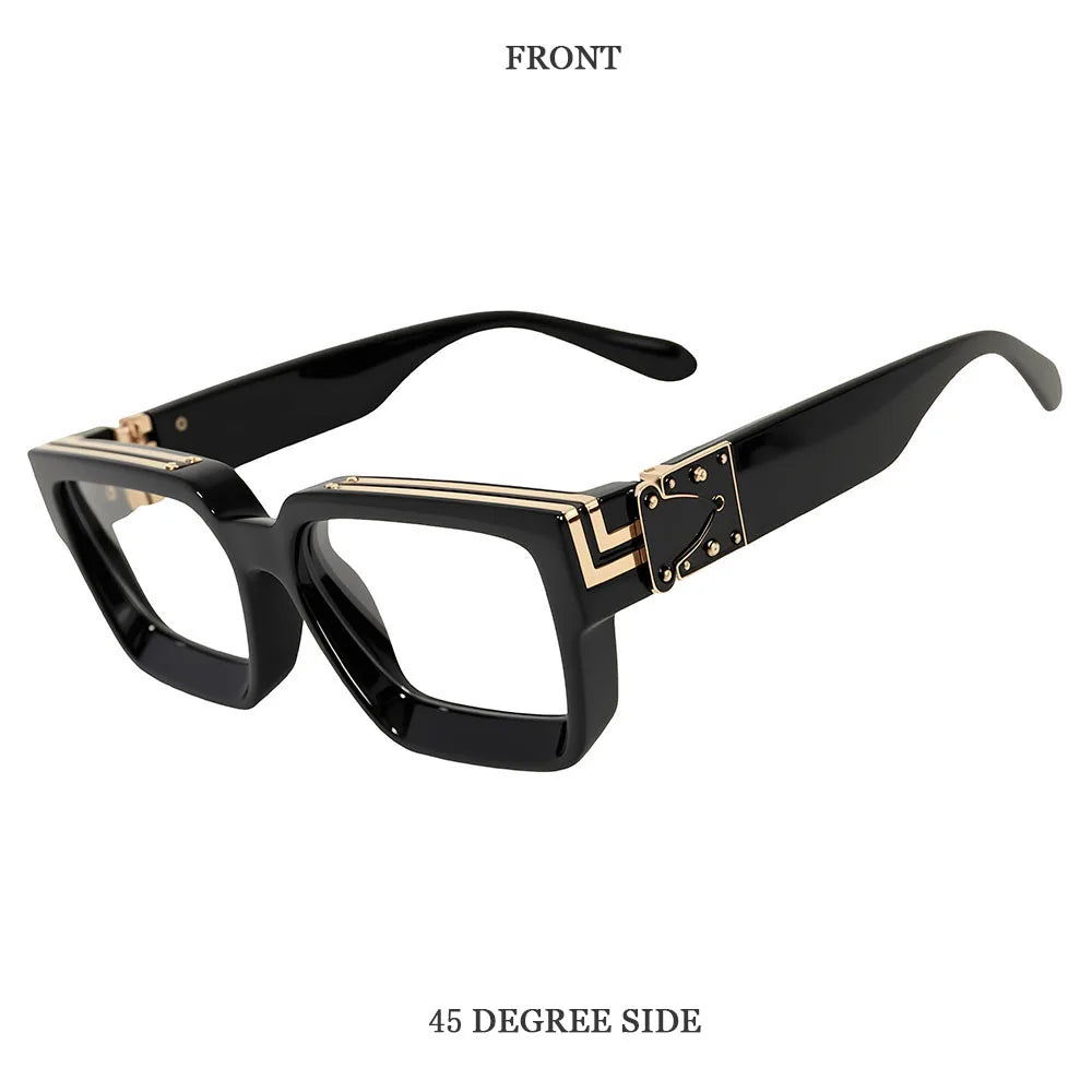 Vintage Square Thick Frame Sunglasses With UV400 Protection