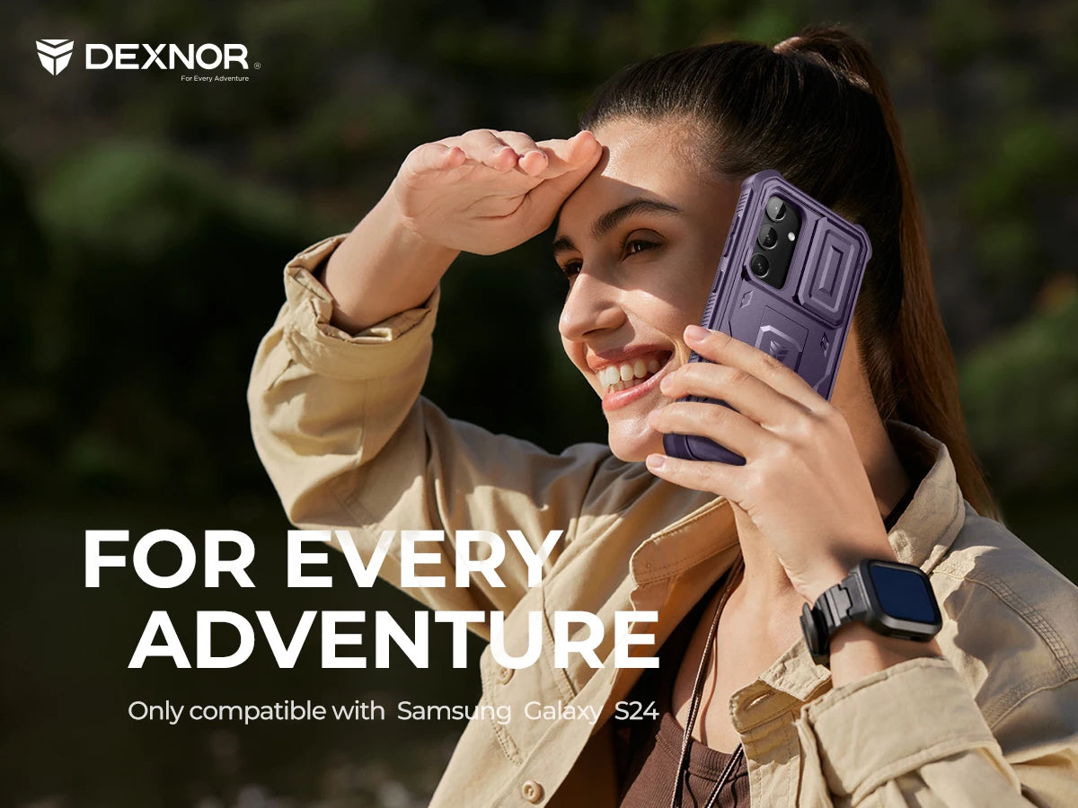 For Samsung Galaxy S24 Case 6.2 inch with Built-in Slide Camera Cover Full Body Rugged Case Built-in Screen Protector Kickstand