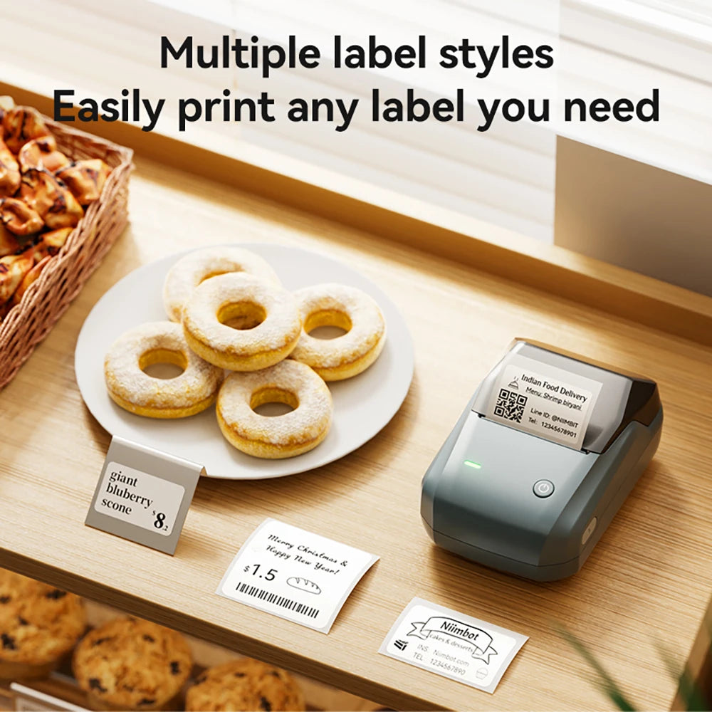 B1 Thermal Label Printer, Bluetooth Wireless Sticker Maker 20–50mm, Portable Inkless Barcode & QR Code Label Printer