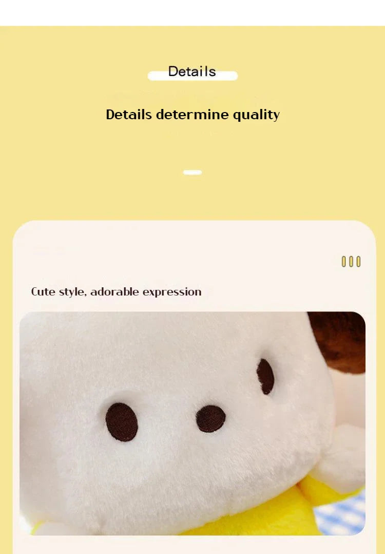 Cartoon Sanrio Pochacco Plush Toy Soft Stuffed Doll Cute Sofa Cushion Bedroom Decoration  Soothing Pillow  Anime Gift