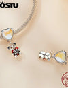 925 Sterling Silver Rainbow Crystal Lucky Clover Bead Heart Charm Bear Pendant