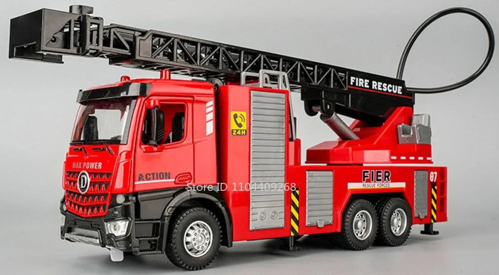 1:32 Ladder Truck Water Tanker Military Missile Rocket Launcher Trucks Model Toy Car Metal Diecast Sound Light Models Boys Gifts
