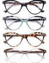 Lady Cat Eye Reading Glasses Women Spring Hinge Lightweight Presbyopia Readers Eyeglasses with Diopter +0.5 to +4.0