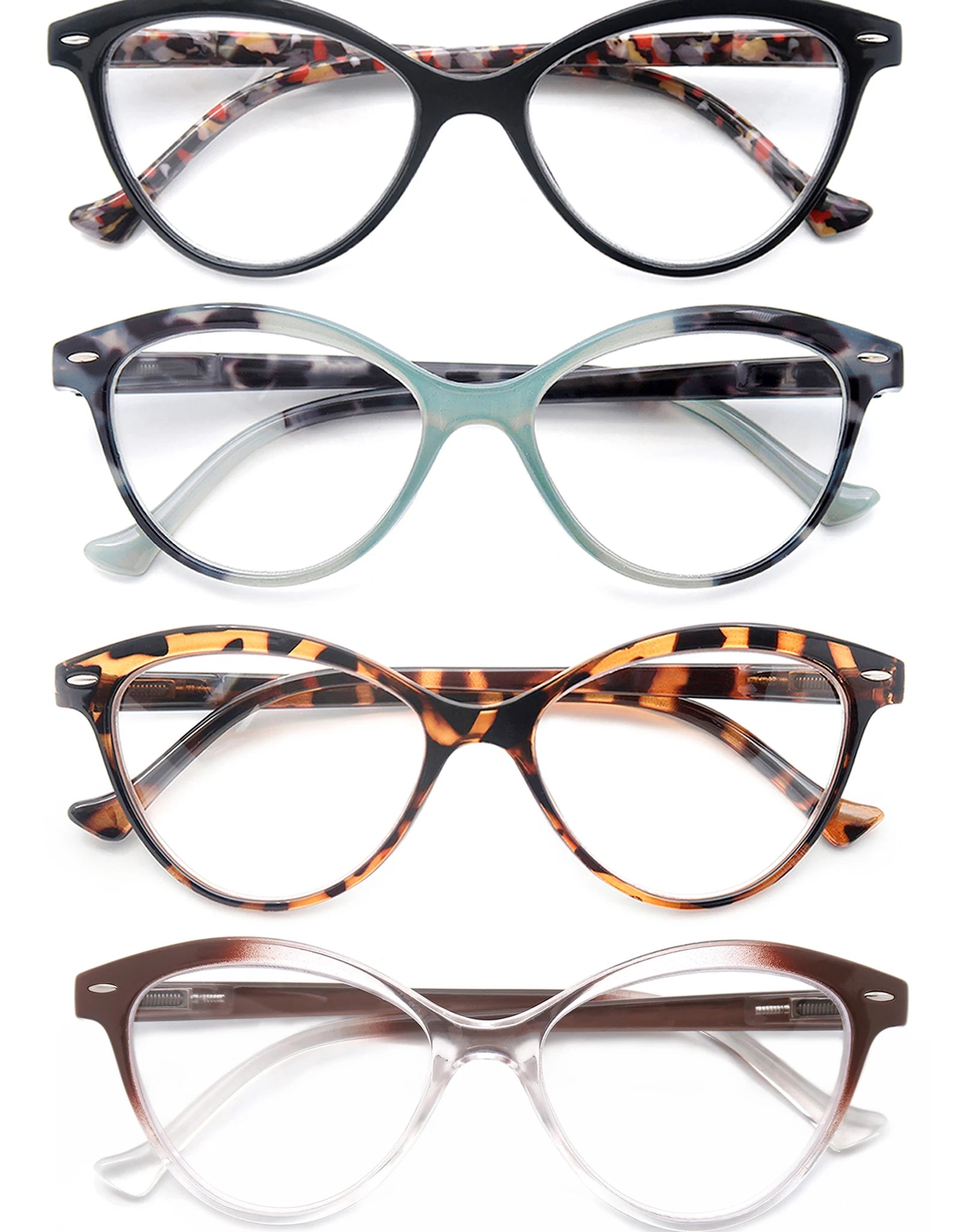 Lady Cat Eye Reading Glasses Women Spring Hinge Lightweight Presbyopia Readers Eyeglasses with Diopter +0.5 to +4.0