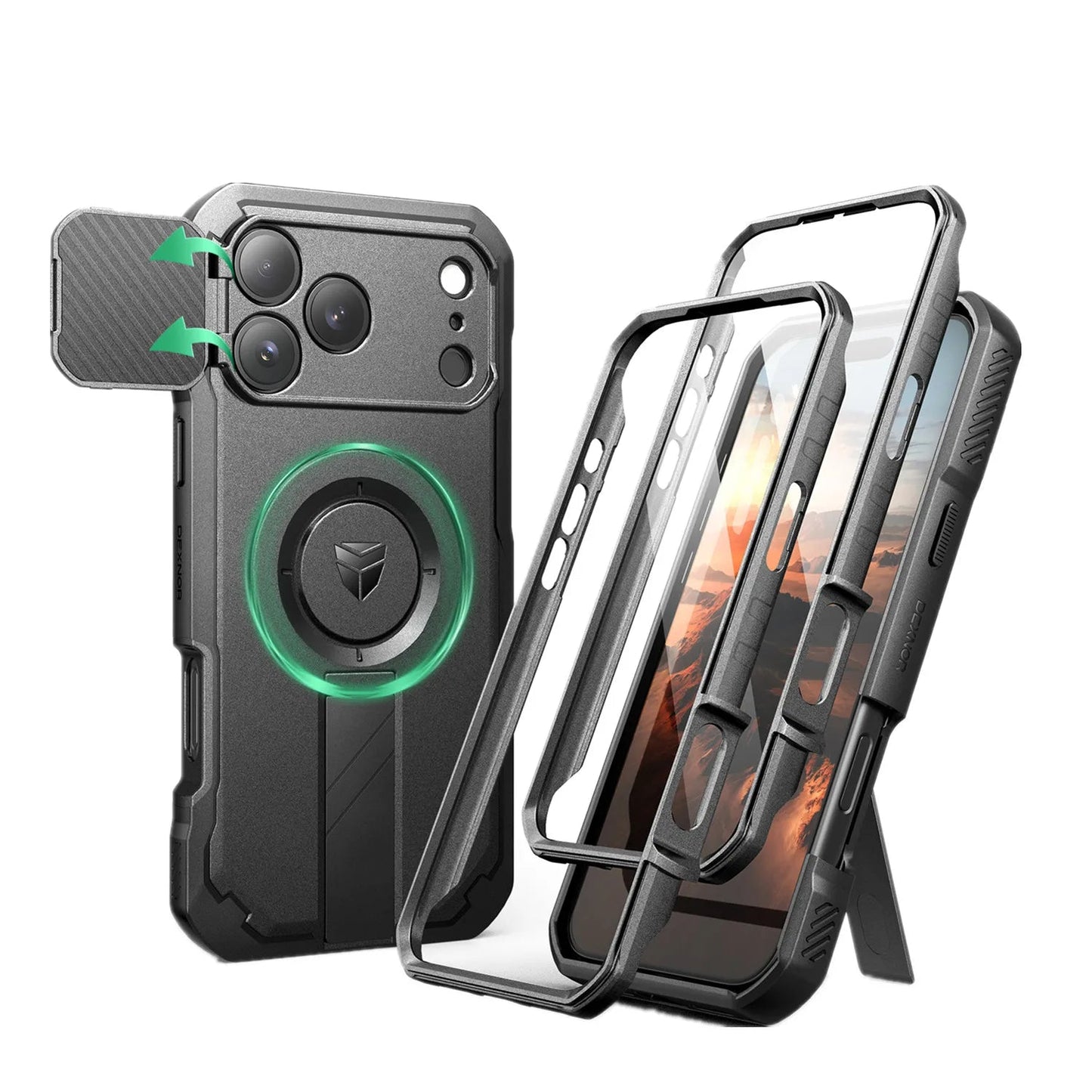 For iphone 17 Series case with Camera Cover & Adjustable Kickstand Compatible With MagSafe Shockproof  Magnetic Protective Cover