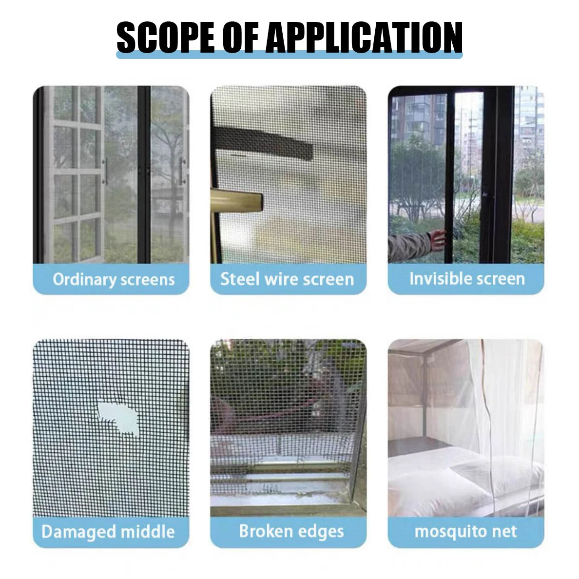 Self-adhesive Window Screen Mosquito Net Repair Tape Covering Wire Mesh Tape Seal for Window Door Tears Holes Patch Repair