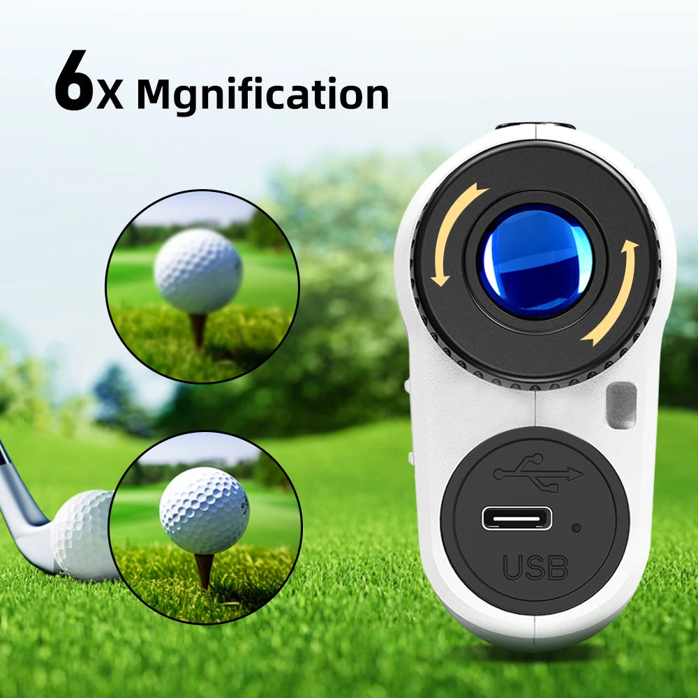 Golf Laser Rangefinder Rechargeable 600M/1000M 6X Magnification Monocular Telescope Range Finder for Outdoor Sports